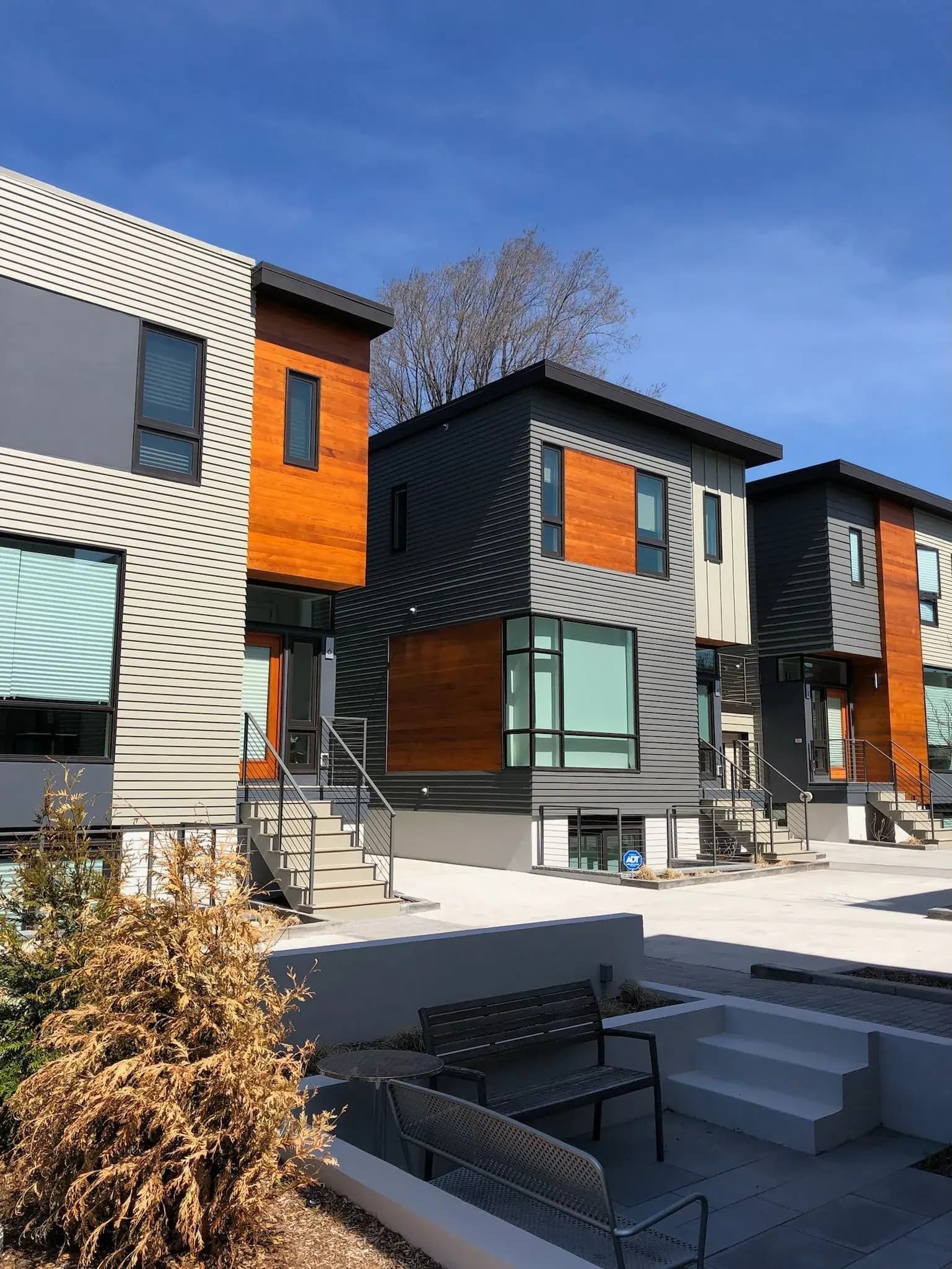 New townhouses with exterior wall sconces